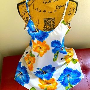 white print summer dress size L brand Rima